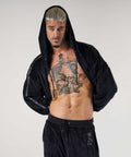 Mask Black Velour Crop Hoodie - Men