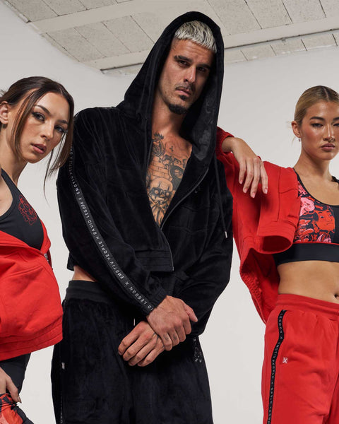 Mask Black Velour Crop Hoodie - Men