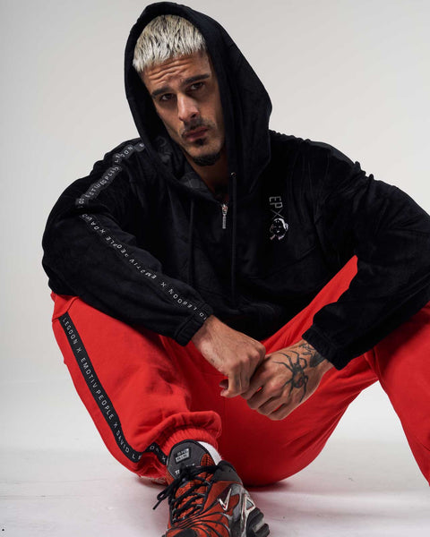 Mask Black Velour Crop Hoodie - Men