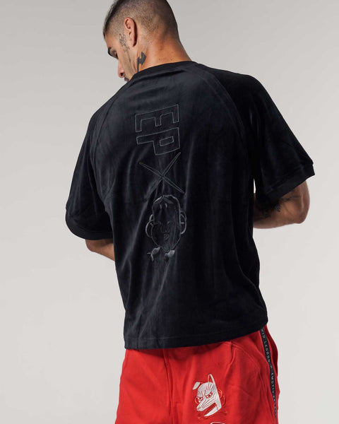 Mask Black Velour Raglan Tee - Men