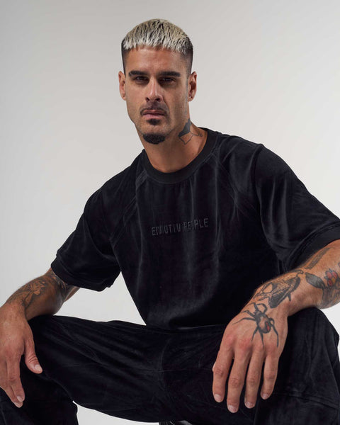 Mask Black Velour Raglan Tee - Men