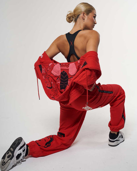 Mask Red Crop Hoodie