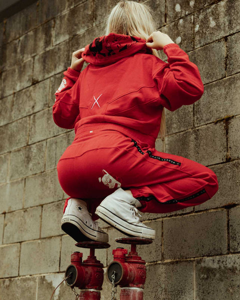 Mask Red Crop Hoodie