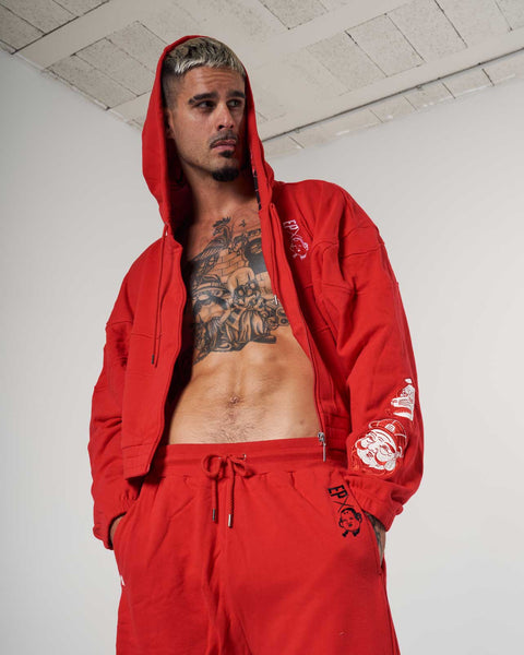 Mask Red Crop Hoodie - Men
