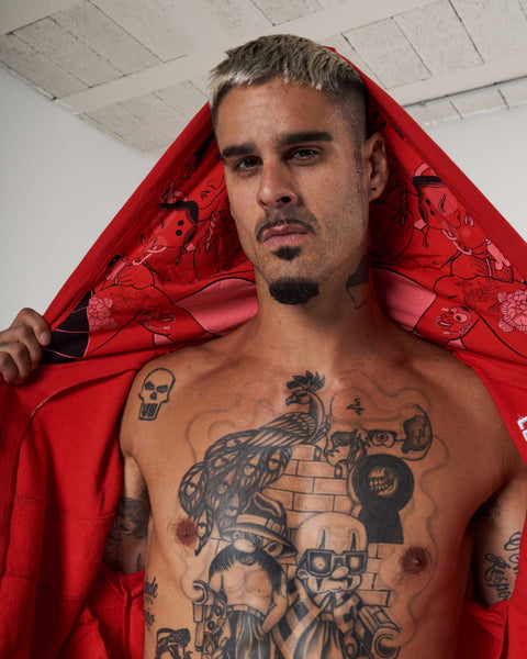 Mask Red Crop Hoodie - Men