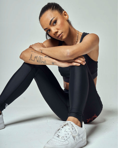 Butterfly on Black Legging - Full Length
