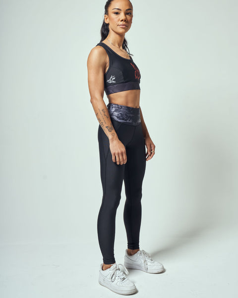 Butterfly on Black Legging - Full Length