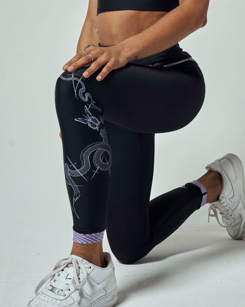 Snake on Black Legging - 7/8 Length