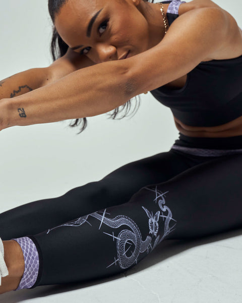 Snake on Black Legging - 7/8 Length